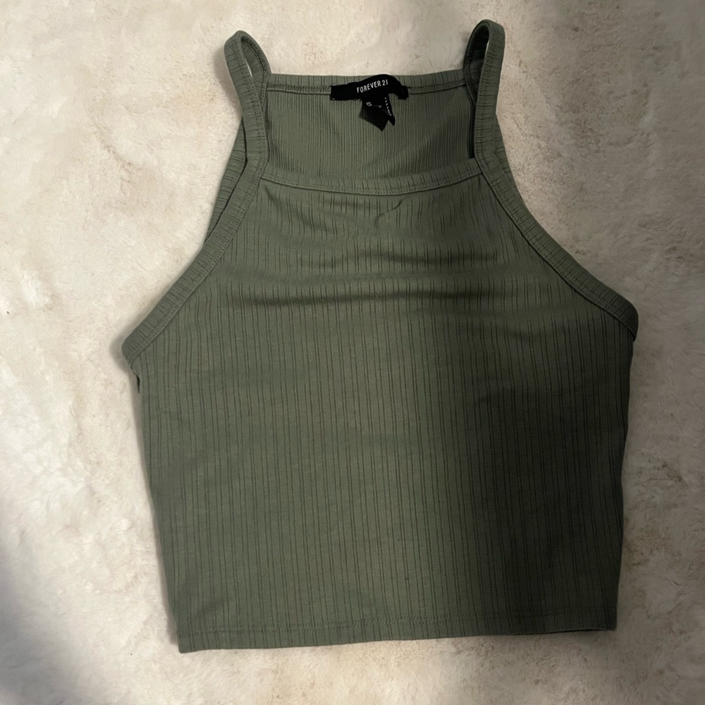 NWOT Forever 21 Olive Green Ribbed Tank Top
